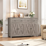 FOTOSOK Sideboard Buffet Cabinet with Storage, 55" Large Kitchen Storage Cabinet with 2 Drawers and 4 Doors, Wood Coffee Bar Cabinet Buffet Table for Kitchen Dining Room, Ash Grey FOTOSOK