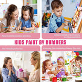 4 Pack Animal Paint by Number for Kids with Wooden Frame, Paint by Numbers for Kids Animals Ages 4-8-12, Easy Elephant Fox Sea Turtle Horse DIY Acrylic Oil Painting Kits for Home Wall Decor (8X8 inch) xackcme