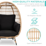Best Choice Products Wicker Egg Chair, Oversized Indoor Outdoor Lounger for Patio, Backyard, Living Room w/ 4 Cushions, Steel Frame, 440lb Capacity - Black Best Choice Products