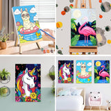 cviokrdu 3 Pack Framed Paint by Numbers Kit for Kids Ages 8-12, Animal Paint by Number for Beginners, DIY Easy Alpaca Flamingo Acrylic Oil Painting Kits on Canvas for Home Wall Decor (8x12 inch) cviokrdu