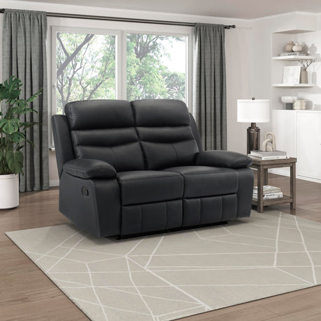 Lexicon 64" W Manual Reclining Loveseat, Top Grain Leather Match Reclining Love Seat, Home Theater Seating, Wall Hugger Recliner Couch, Manual Double Recliner RV Couch for Living Room, Black Lexicon