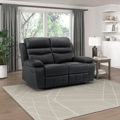 Lexicon 64" W Manual Reclining Loveseat, Top Grain Leather Match Reclining Love Seat, Home Theater Seating, Wall Hugger Recliner Couch, Manual Double Recliner RV Couch for Living Room, Black