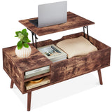 Best Choice Products Lift Top Coffee Table, Wooden Mid-Century Modern Multifunctional Accent Table for Living Room w/Hidden Storage, 2 Cubbies, Removable Shelf - Brown Best Choice Products