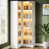 Tribesigns 70.9" Tall Bookcase, Modern 5-Tier Bookshelf Display Cabinet with with LED Light, L-Shaped Corner Storage Cabinet, White Tribesigns