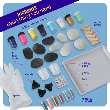 Paint Pouring Rocks for Kids - Rock Painting Kit - Arts and Crafts for Kids Ages 8-12 - Craft for Girls 4 5 6 7 8 Year Old Girl - Birthday Christmas Gifts for Boys - Art Kit - Toys for Ages 5-7 Dan&Darci