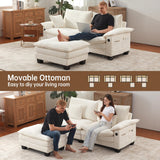 DURASPACE Modular Sectional Sofa L Shaped Cloud Couch with USB, Side Pocket, 76.8’’ Loveseat with Movable Ottoman, Comfy Deep Seat Sleeper Sofa for Living Room, Apartment, Office (Boucle White) DURASPACE