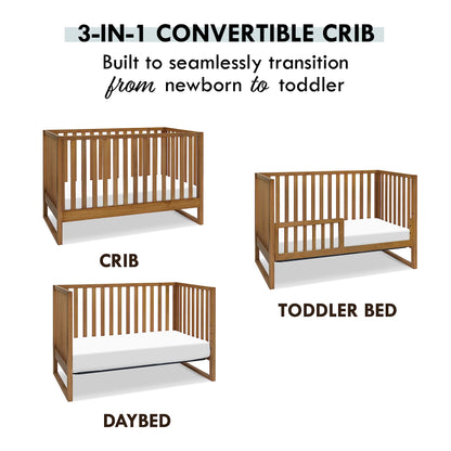 Davinci Hunter 3-in-1 Convertible Crib, Chestnut, Easy Assemble, Greenguard Gold Certified