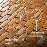 GOBAM Rollable Bamboo Bathroom Floor Mat - Non-Slip Bathtub Mat for Spa, Sauna, Kitchen, Outdoor Shower, RV, Water-Resistant Wooden Shower Mat - Natural, 23.6 x 15.7 inch GOBAM
