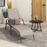 Giantex 2 Pack Patio Lounge Chair, Outdoor Chaise Lounge with 5 Adjustable Backrest, Sturdy Steel Frame, Sunbathing Recliner, Beach Chair, Tanning Chair for Outside, Yard, Balcony, Pool Chairs, Brown Giantex