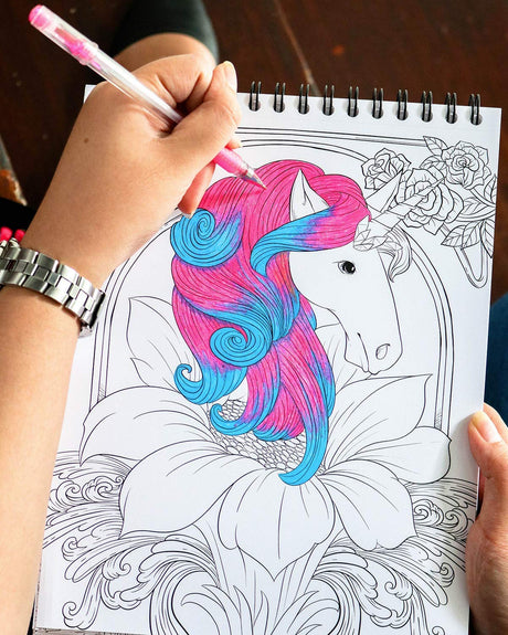 ColorIt Colorful Unicorns Adult Coloring Book - 50 Single-Sided Pages, Thick Smooth Paper, Lay Flat Hardback Covers, Spiral Bound, USA Printed, Hand Drawn Unicorn Coloring Pages ColorIt