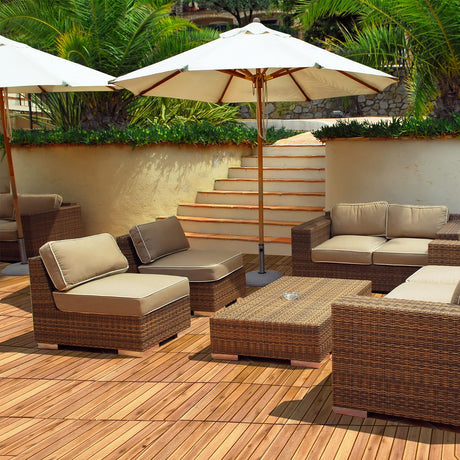 Giantex 27 PCS Interlocking Patio Deck Tiles, 12 x 12in Acacia Hardwood Floor Tiles, Tools Free Assembly, 27 sq. Ft Wood Composite Deck Flooring Pavers for Outdoor & Indoor, Stripe Pattern Giantex