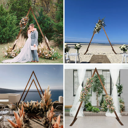 Wooden Wedding Arch 8.2FT, Triangle Wedding Arch, Wedding Arches for Ceremony, Natural Wood Wedding Backdrop Stand for Garden Wedding Parties, Wooden Arch Decor Rustic Wedding Arch Decoration - WoodArtSupply