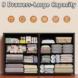 Furnulem Wide Dresser with 8 Fabric Drawers, TV Entertainment Center with Storage for 55'' TV, Large Chest of Drawers for Bedroom, Living Room, Dorm, Closet, Entryway, Wood Top (Black Oak) Furnulem