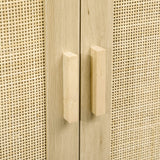 HOMCOM Accent Cabinet, Sideboard Buffet Cabinet with Rattan Doors, Adjustable Shelf and Metal Base, Boho Storage Cabinet for Living Room, Kitchen, Natural HOMCOM