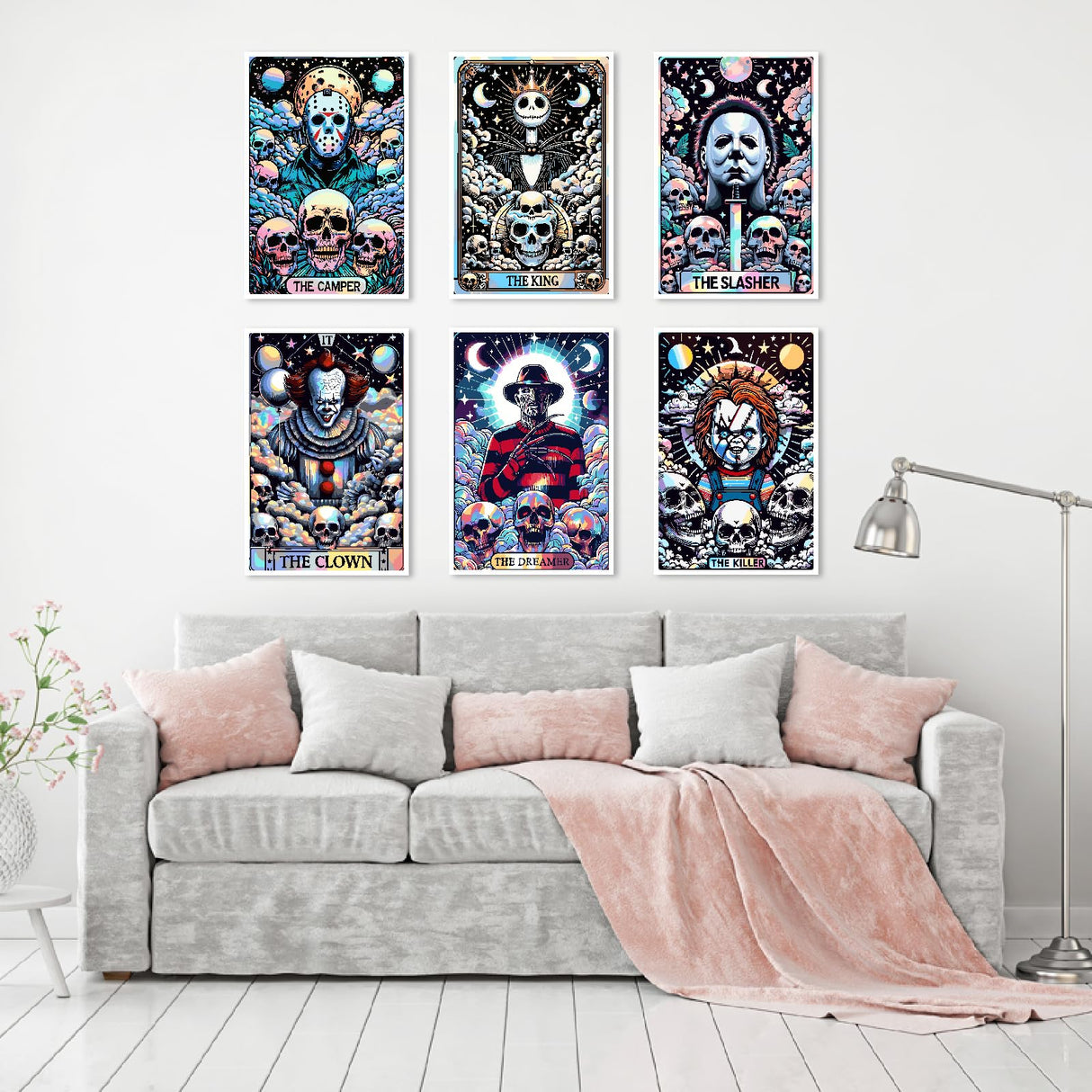 6 Packs Halloween Paint by Number Kits for Adults, Horror Movie Adult's Painting by Numbers on Canvas, Easy Acrylic DIY Oil Painting on Canvas, Home Wall Decor(12x16in No Frame) Clendo