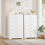 HITHOS Tall Dresser for Bedroom, White Dresser, Modern 6 Drawer Dresser for Closet, 31.5" Wide Wood Chest of Drawers, Vertical Dresser Chest Storage Cabinet for Living Room, Entryway, Hallway, White HITHOS