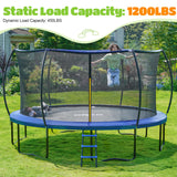 ORCC 1200LBS Weight Capacity Trampoline 16 15 14 12 10 8FT Without Basketball Hoop Water Sprinkler Spiral Ground Stakes Outdoor Yard Trampolines for Kids Adults ORCC