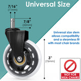 Innovative Haus Office Chair Wheels Replacement Set of 5 - Heavy Duty 3'' Clear Caster Wheels for Carpet and Hardwood Floors - Universal Fit, Quiet and Smooth Rolling - No Desk Floor Mat Needed INNOVATIVE HAUS