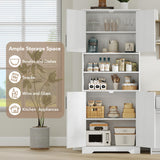 IDEALHOUSE Tall Bathroom Cabinet, Freestanding Bathroom Storage Cabinet with 4 Doors and Adjustable Shelves, 67" Cupboard Modern Storage Cabinet for Kitchen, Pantry, Living Room, Antique White IDEALHOUSE