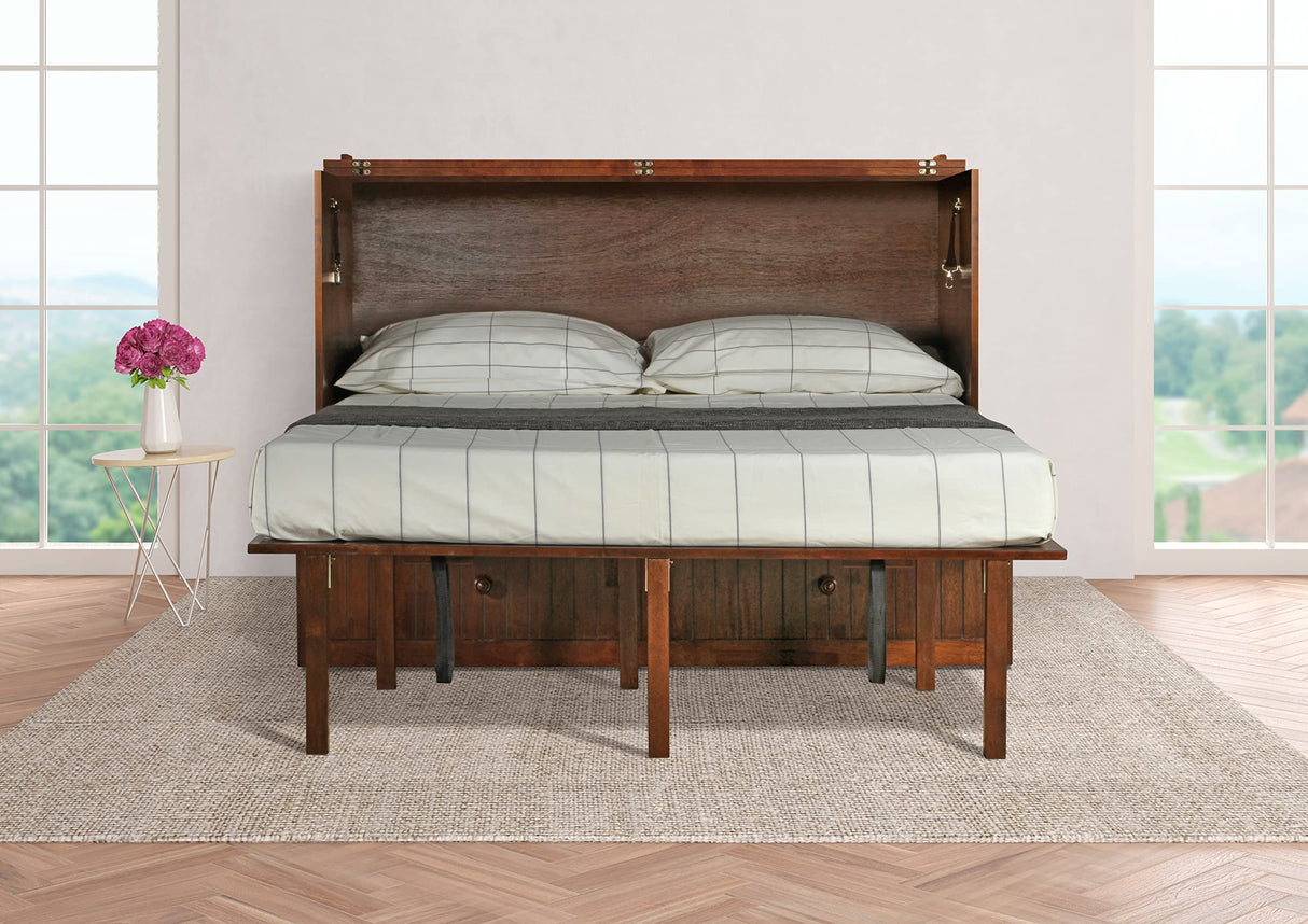 Mega Solutions Murphybedz Tuscany Murphy Cabinet Chest Bed with Charging Station 6 Inch, Queen (Tobacco) Mega Solutions