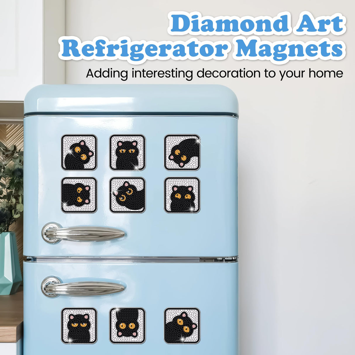 Morledoa Diamond Art Refrigerator Magnets, 9 PCS Cat Diamond Art Kits for Adults, DIY Diamond Painting Kits for Home Decor Morledoa