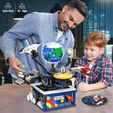 CUBIMANA Planet Rotatable Space Sets with Light - Earth & Moon Space Exploration Building Toys with Shuttle Spaceship Science Kits Building Blocks Gifts for Kids Age 8+ Years Old Boys Girls(554 PCS) CUBIMANA