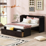 Merax Murphy Bed with USB Port and a Large Drawer, Converts to Cabinet, Sturdy Cabinet Bed for Bedroom, Full Size, Espresso Merax