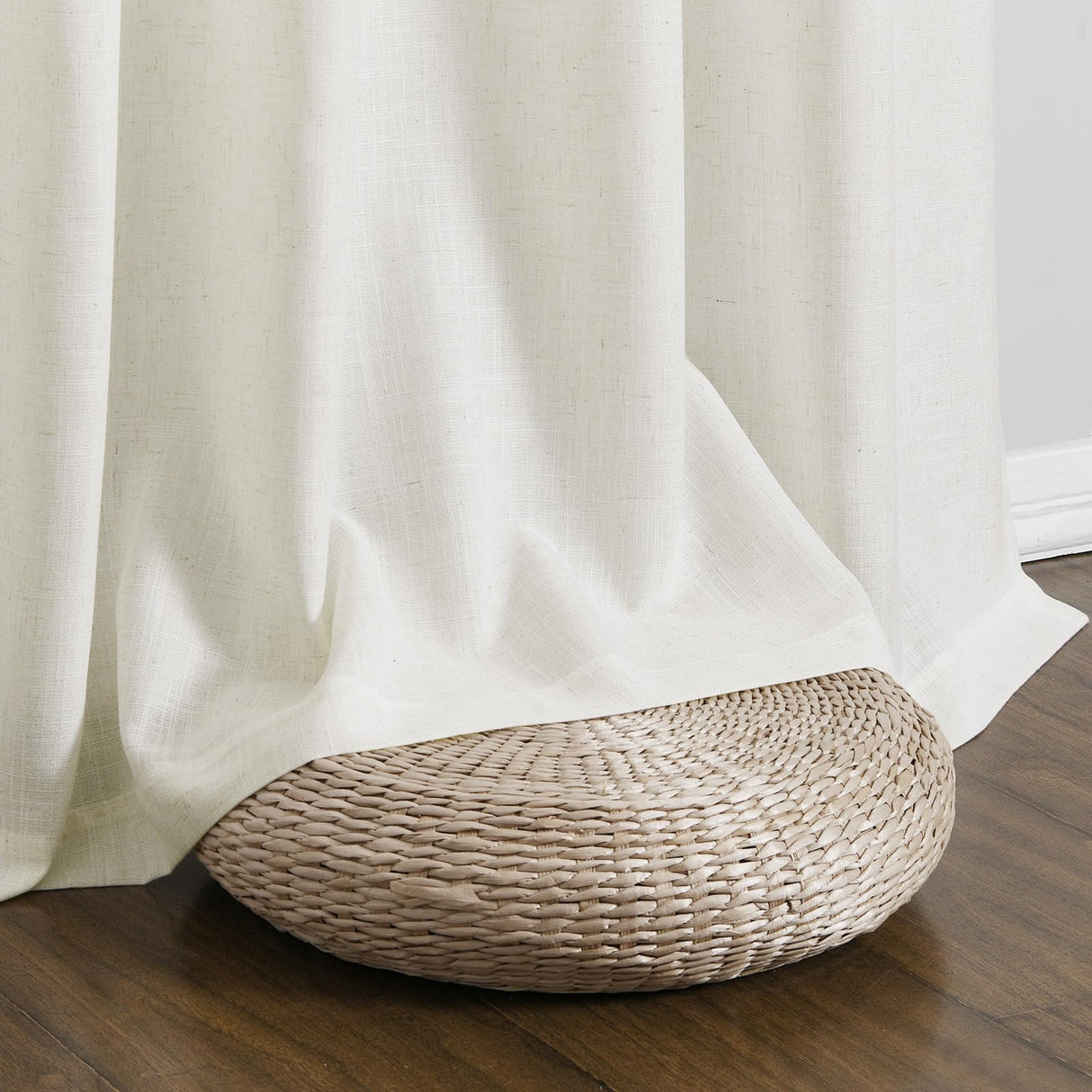 Guken Natural Linen Curtains 84 Inch Length for Living Room Bedroom 2 Panels Set Rod Pocket Light Filtering Semi Sheer Window Curtains 52 Inch Width Boho Farmhouse Linen Drapes Cream Ivory, W52xL84 Guken