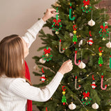 AWHETIE Christmas Crafts for Adults,40 Sets Beaded Ornament Kit,Including 20 Pcs Wreath with Bell/5 Pcs Snowman/5 Pcs Christmas Tree/10 Pcs Candy Cane,Holiday Tree Decorations AWHETIE