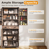 Teekyooly 72" Tall Farmhouse Kitchen Pantry Cabinet, Large Storage Cabinet with 6 Adjustable Shelves, 4 Barn Doors & Drawer for Bathroom, Dining Room, Brown Teekyooly