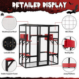 COZIWOW 70Inches Large Spacious Wooden Catio Outdoor Cat Enclosure with Perches and Condos, Cat Cage Indoor with Waterproof Roof, 7 Platforms & 2 Resting Box, UV Resistant (Gothic) COZIWOW