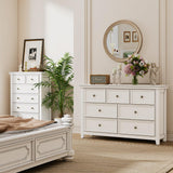 BLANKSPACE White Farmhouse Dresser, 6 Chest Drawer Dresser for Bedroom, Large Capacity Nightstand, Modern Wood Cabinet for Bedroom, Living Room, Closets, Hallway BLANKSPACE