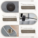 JEEOEHY 3 in 1 Convertible Sleeper Sofa Bed,Velvet Pull Out Couch Bed w USB&Type C Port,Comfy Futon Loveseat w Adjustable Backrest&Phone Stand&Cup Holder for Living Room Apartment Small Space(Grey) JEEOHEY