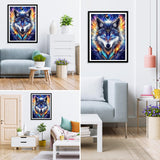 MXJSUA DIY Wolf Diamond Painting Kits for Adults, Animal Diamond Gem Art Painting for Beginners, Diamond Picture with Full Round Drill Dots Craft Set Gift, 12 * 16 Inch MXJSUA