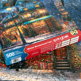 Springbok's Winter Wonderland Cafe 500 Piece Jigsaw Puzzle is a Picturesque Holiday Scene of a Cosy Cafe in The City Springbok