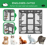 YOPTO 59" Wooden Catio Enclosure Outdoor Cat House with Anti-UV& Waterproof, Platforms and Resting Boxes Walk-in Cat Kennel Shelter for Indoor,Dark Grey YOPTO