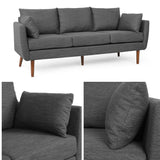 Merax 3 Seat Sofa, Upholstered Couch with Cushions, Comfy Indoor Furniture for Living Room, Apartment, Office, Charcoal Merax