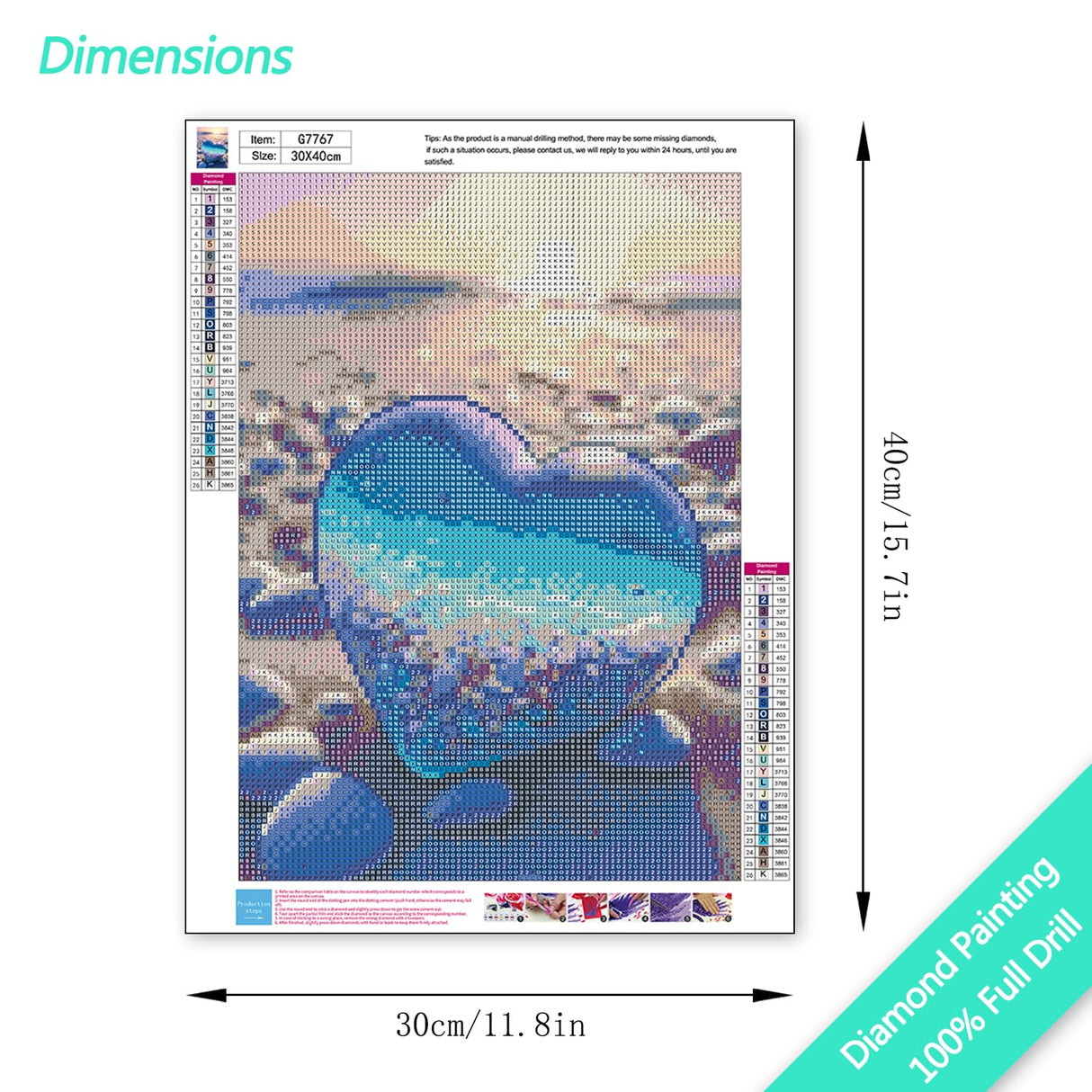 MBNTJHT Beach Love Diamond Art Kits for Adults Beginners,DIY Love Heart Stone Full Drill Diamond Painting Kits,Sea Stone Painting by Diamonds Art Crafts for Home Wall Decor Gifts 12X16 Inch MBNTJHT