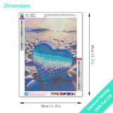 MBNTJHT Beach Love Diamond Art Kits for Adults Beginners,DIY Love Heart Stone Full Drill Diamond Painting Kits,Sea Stone Painting by Diamonds Art Crafts for Home Wall Decor Gifts 12X16 Inch MBNTJHT