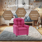 The Crew Furniture Traditional Kids Recliner, Toddler Ages 1-5 Years, Home Décor Polyester Linen, Magenta The Crew Furniture