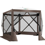 COBIZI Pop Up Gazebo Screen Tent Screen House for Camping, 10FTx10FT Screen Room with Mosquito Netting, Hub Tent Instant Screened Canopy with Carrying Bag and Ground Stakes, Brown COBIZI