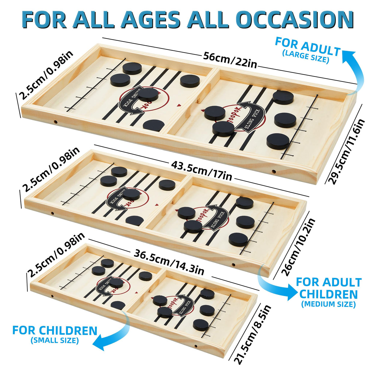 moopok Fast Sling Puck Game,Wooden Hockey Game.Desktop Battle 2in1 Super table Winner game,Adults and Kids Family Friend Funny Slingshot Game toys.Foosball Winner Board Game(Large) moopok