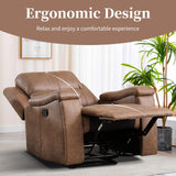 EBELLO Recliner Chair, Single Overstuffed Sofa Recliner, Breathable Faux Leather Manual Reclining Chairs with Hidden Cup Holder, Arm and Back for Adults, Living Room, Bedroom, Light Brown EBELLO
