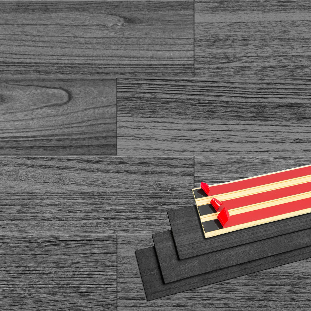 Brosisincorp Peel & Stick Wood Wall Panels - Real Paulownia Wood Shiplap Boards for Accent Walls, DIY Easy to Install - (12.4 Sq Ft, 10Pcs - 5" Wide, Coal Black) Brosisincorp