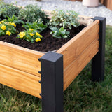 Backyard Discovery 48" Teak Wood Raised Garden Bed Planter Box with Galvanized Steel Legs, Mesh Liner for Outdoor Gardening, Patio, Balcony, Deck, Porch Backyard Discovery