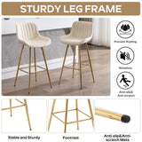 SIZOTA 3 Piece Pub Dining Set, Modern Round Bar Table and Chairs for 2, 30" Counter Height Barstools and Glass Kitchen Table Set, 31" Small Dining Table with 2 Stools(Beige) SIZOTA