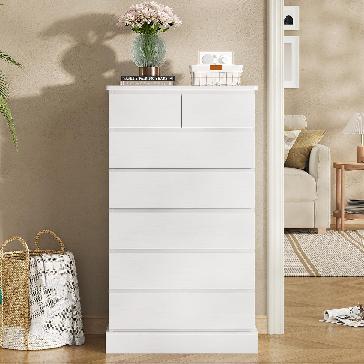 Hasuit Tall Dresser with 7 Drawers for Bedroom, 51.8'' High Chest of Drawers Storage Organizer for Closet, Modern Taller Clothes Storage Tower with Ample Storage Space Hasuit