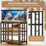 MILEFA Reinforced 40-50 Gallon Aquarium Stand with Power Outlet | Ultra-Stable 750LBS Capacity Metal Fish Tank Stand for Reptile/Aquatic Setups, 5-Tier Adjustable 37"x19" Steel Shelving System MILEFA