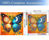 Diamond Painting Kits for Adults Beginners - Butterfly Sun Moon Diamond Art Kits for Adults, Full Drill DIY 5D Diamond Gem Art Dots Painting Crafts Kits for Home Wall Decor 12x12in Meothan