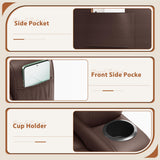 Flamaker Swivel Rocker Recliner Chair with Vibration Massage, 360° Swivel Recliner Chairs for Adults Ergonomic Lounge Chair with Cup Holders Lazy Boy Recliner Single Sofa Seat (Leather, Brown) Flamaker